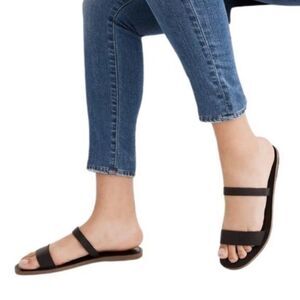 NWT Madewell | Boardwalk Black Thin Double Strap Leather Sandal 7.5